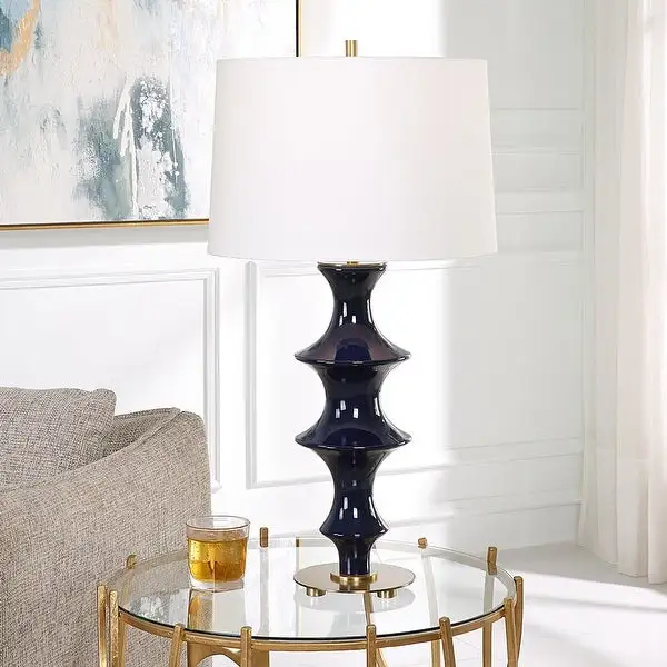 Uttermost Coil Sculpted Blue Table Lamp - 15 W X 28.75 H X 15 D (in)