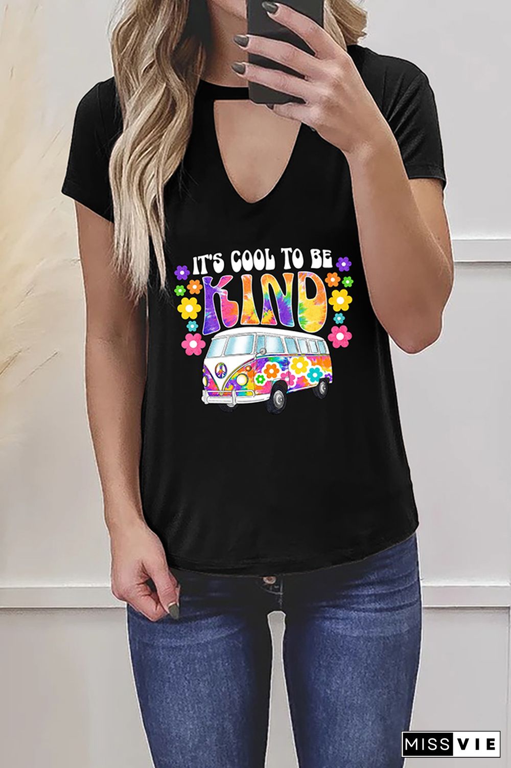 Cool To Be Kind Retro Bus Graphic Tees for Women Wholesale Short Sleeve T shirts Top