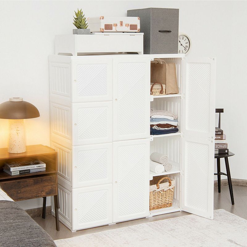 Clothes Foldable Armoire Wardrobe Closet With Cubby Storage