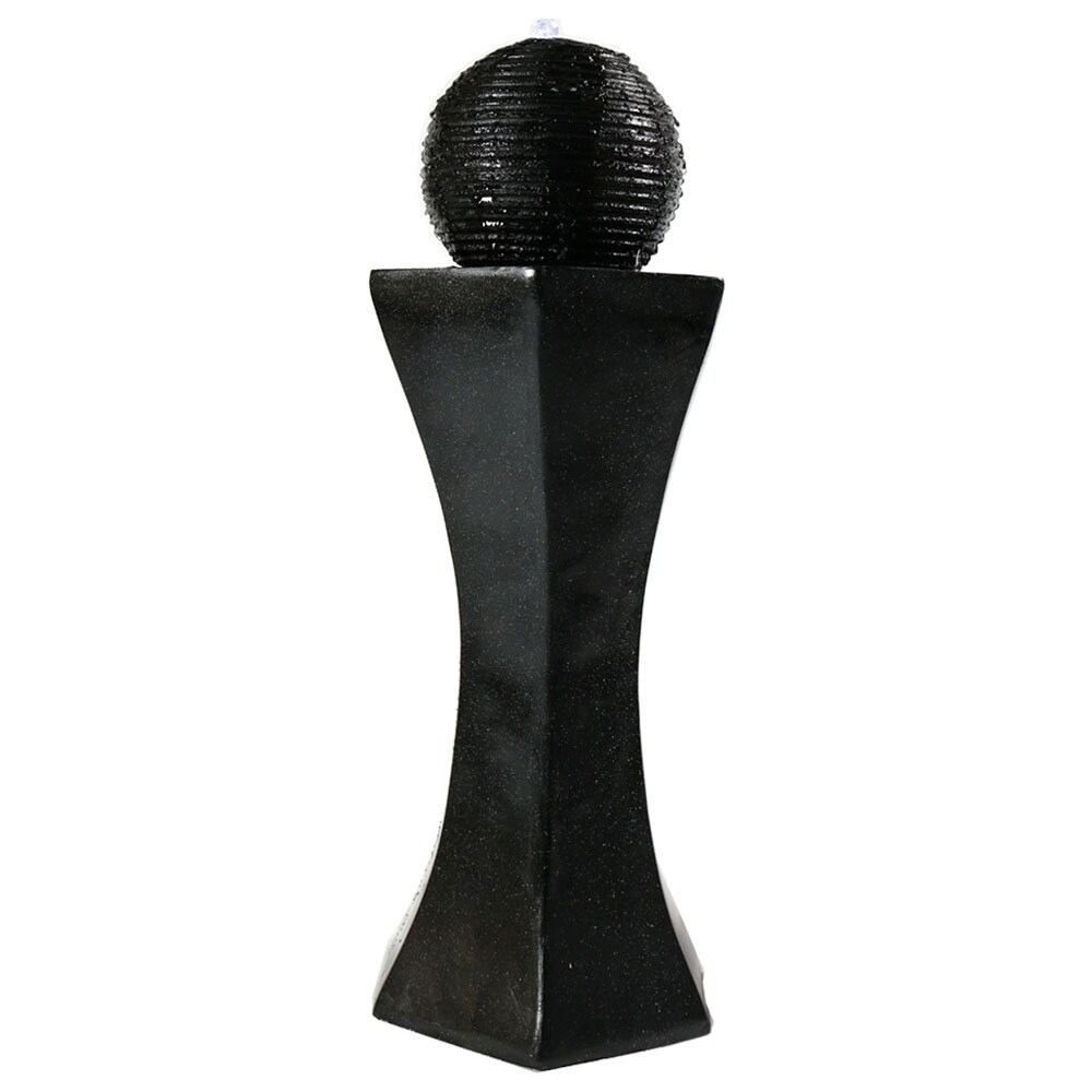 Black Pedestal and Ball Solar Outdoor Water Fountain with Battery 31\