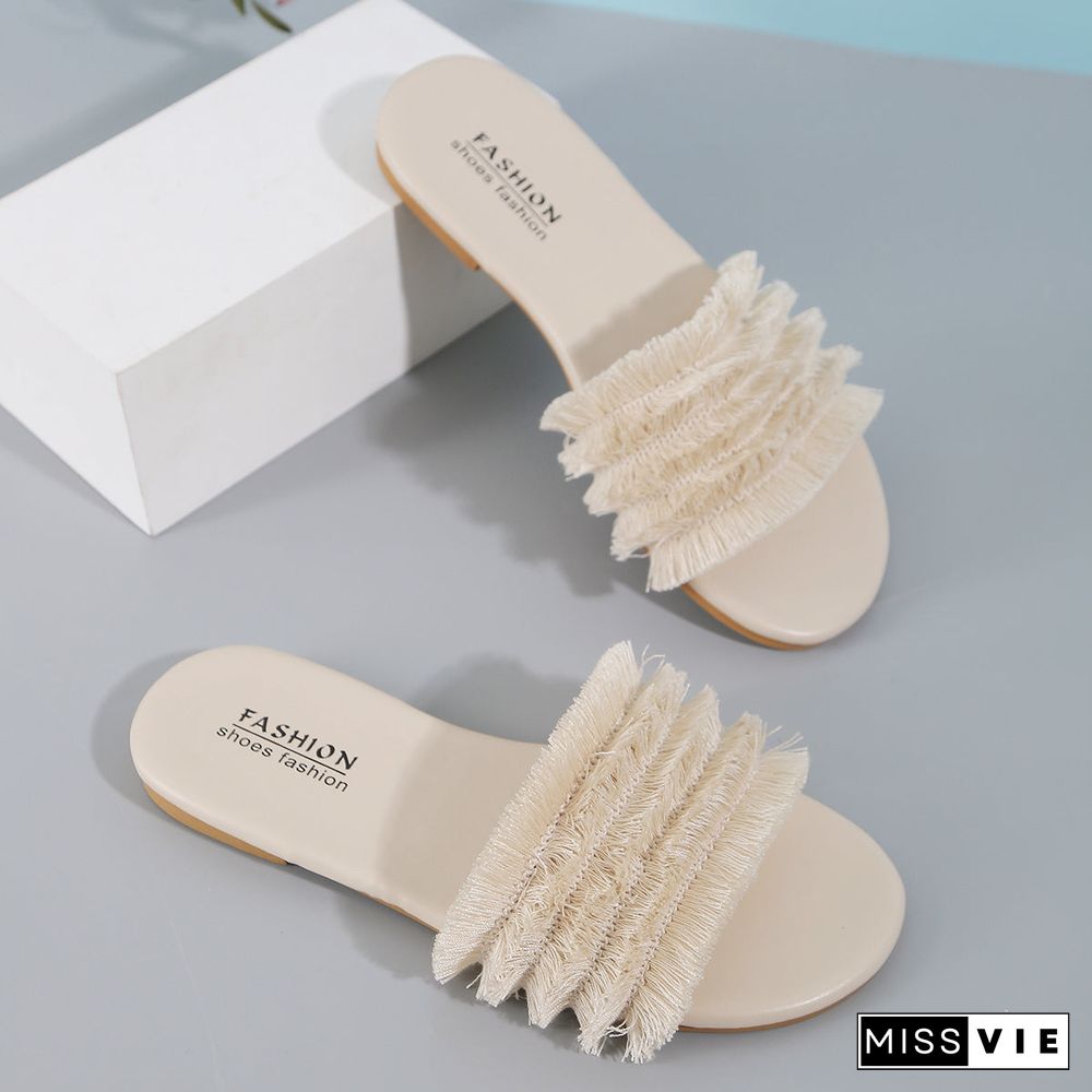 Women Tassel Bohemian Vacation Beach Slippers