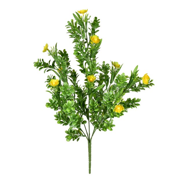 Artificial Uv Coated Yellow Small Rambling Bush