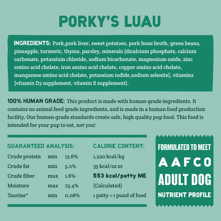 A Pup Above Porkys Luau Gently Cooked Frozen Dog Food