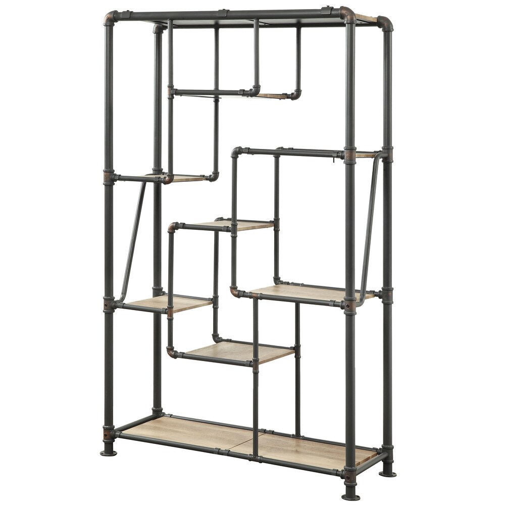 Vofi Industrial Black Metal Multi Shelf Tiered Bookshelf by Furniture of America