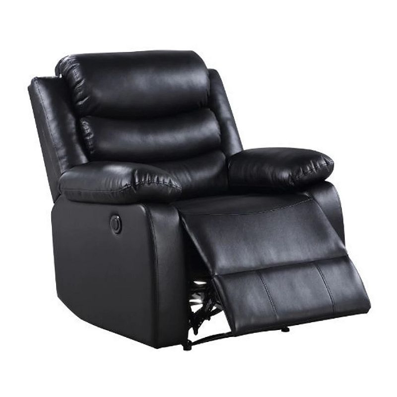 Power Recliner with Pocket Coil Seating and Pillow Top Arms， Black