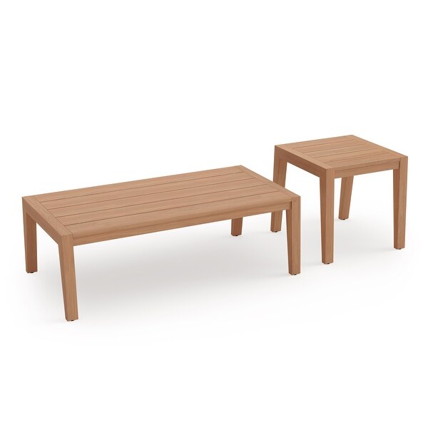 NewAge Products Outdoor Furniture Rhodes Teak Coffee Table and Side Table Set