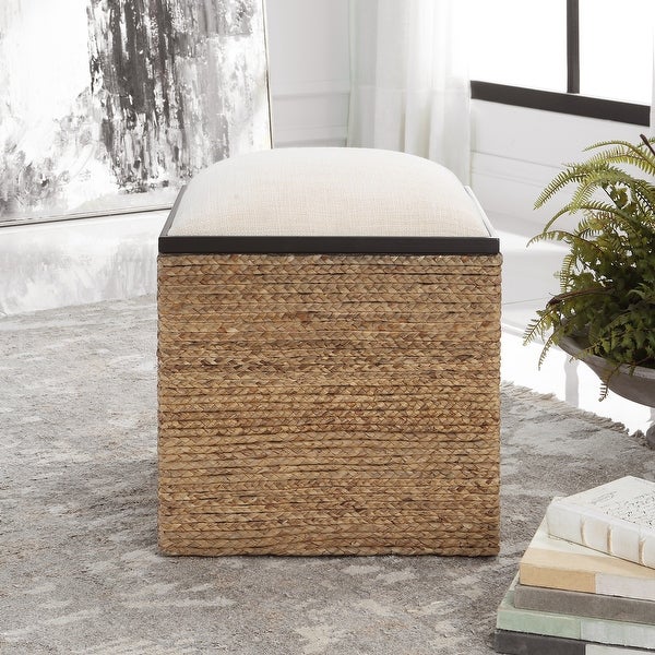 Uttermost Island Square Straw Accent Stool - 17