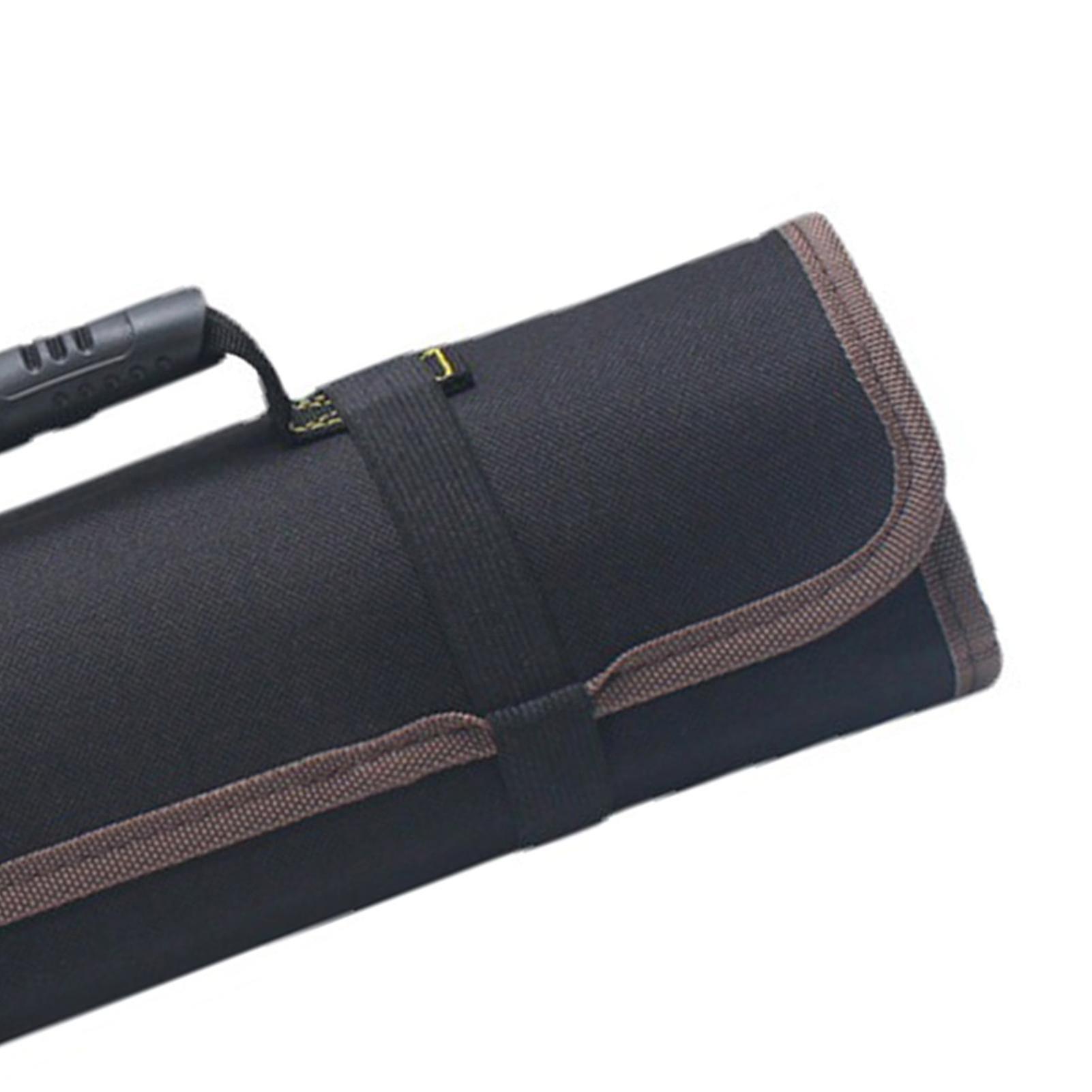 Roll Up Tool Bag Oxford Cloth Multi Pocket Thickened Handle Zipper Tool Bag for Electrician Black