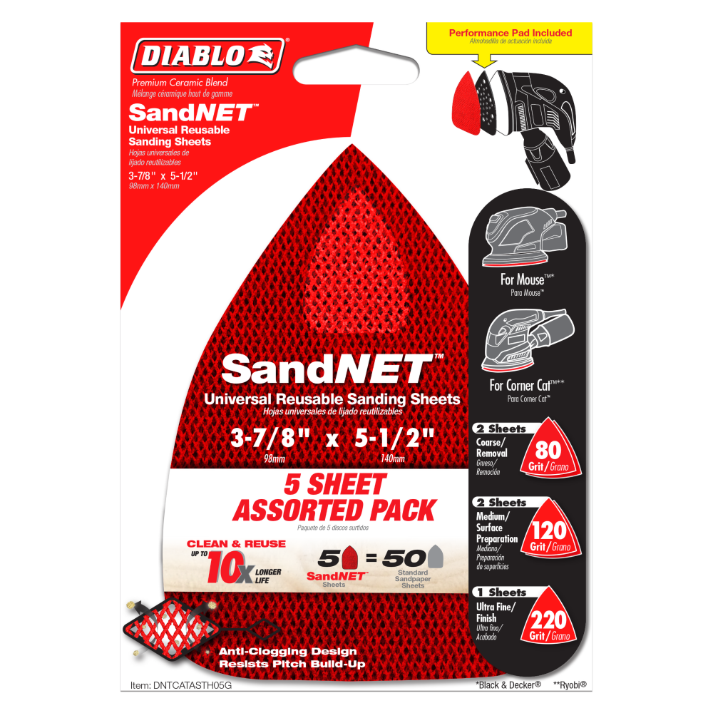 Diablo Tools SandNET Sanding Sheet 3 7/8 x 5 1/2 CAT/Mouse Reusable