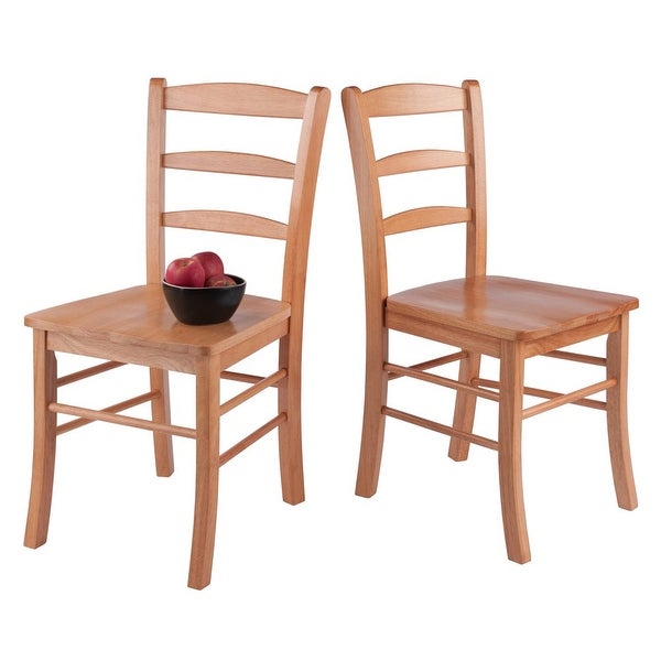 Wood Groveland 3-Pc Dining Set， Square Table and 2 Ladder Back Chairs， Light Oak Finish