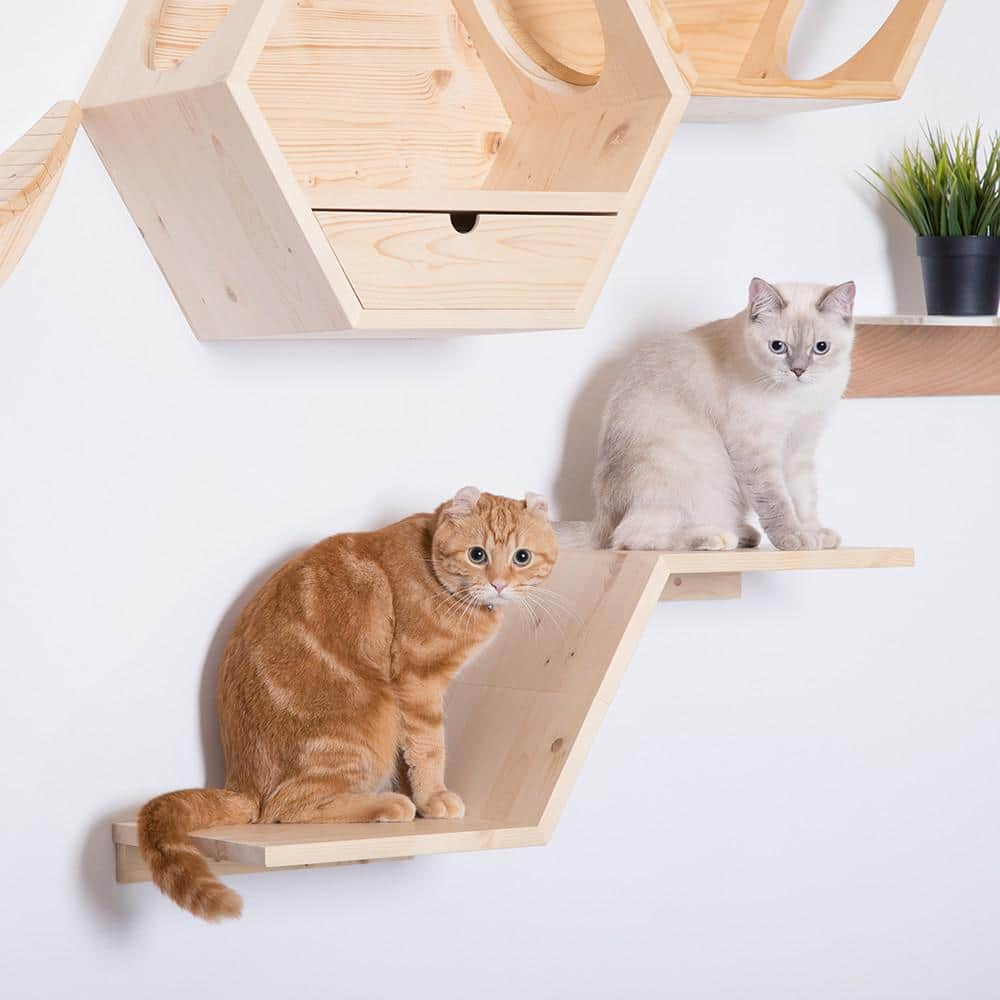 AndMakers MYZOO Zone Wall Mounted Cat Shelves Floating Perch Right Higher Furniture Cover MZ-Zone-R