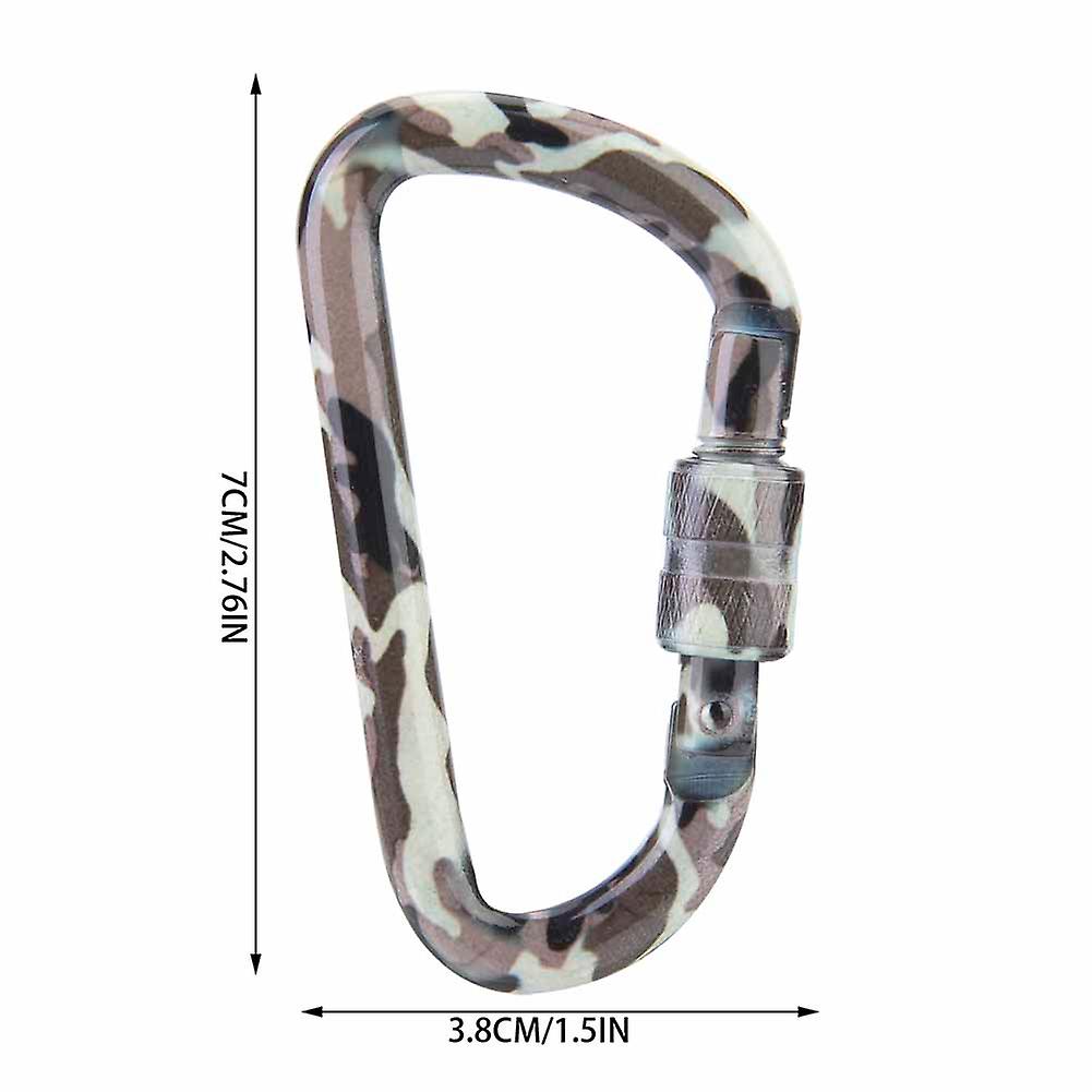 7*3.8cm Aluminium Alloy Camouflage D Shape Carabiner Outdoor Mountaineering Camping Buckle(b)