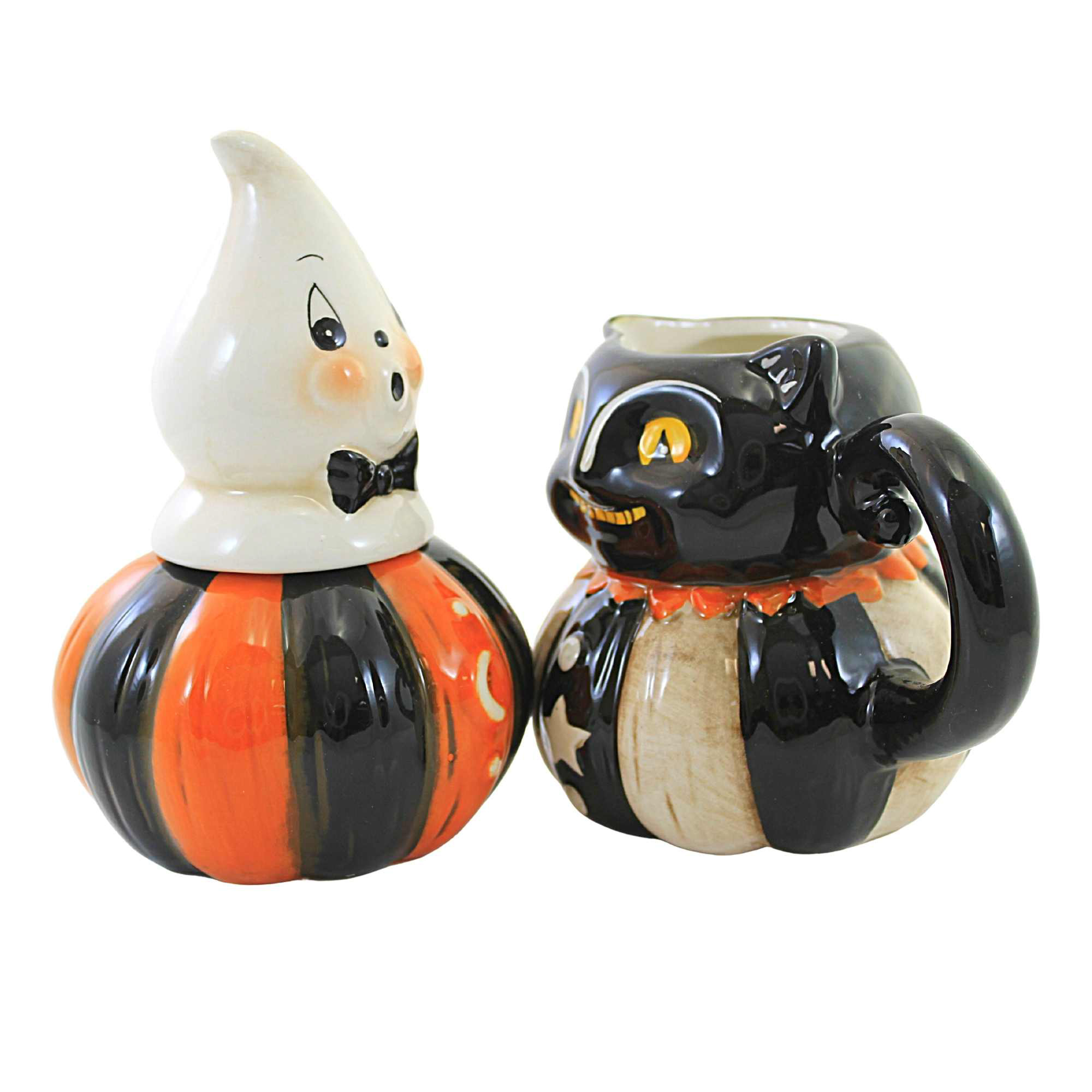 Tabletop Ghost/Cat Sugar and Creamer Dolomite Halloween Johanna Parker Th00044