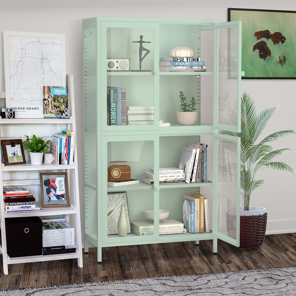 our Glass Door Storage Cabinet with Adjustable Shelves