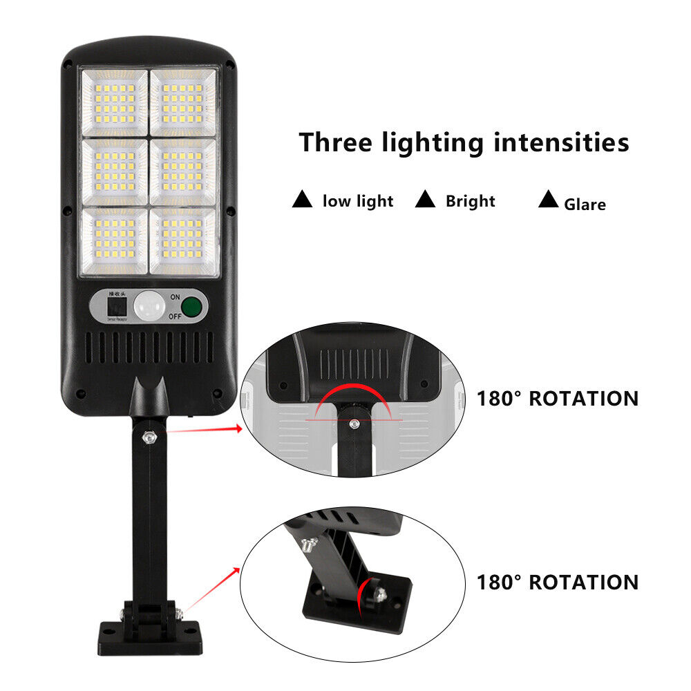 SOATUTO Solar Street Light Motion Sensor IP67 Waterproof Solar Security Flood Lights Outdoor with Remote Control Arm Pole Dusk to Dawn Solar LED Light Lamp for Garden，Yard，Path，Parking Lot - JY-120