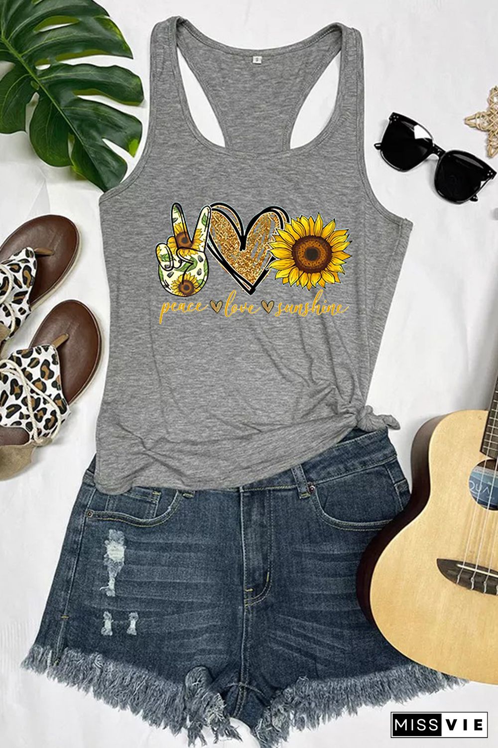 Peace Love Sunshine Sleeveless Tank Top Wholesale