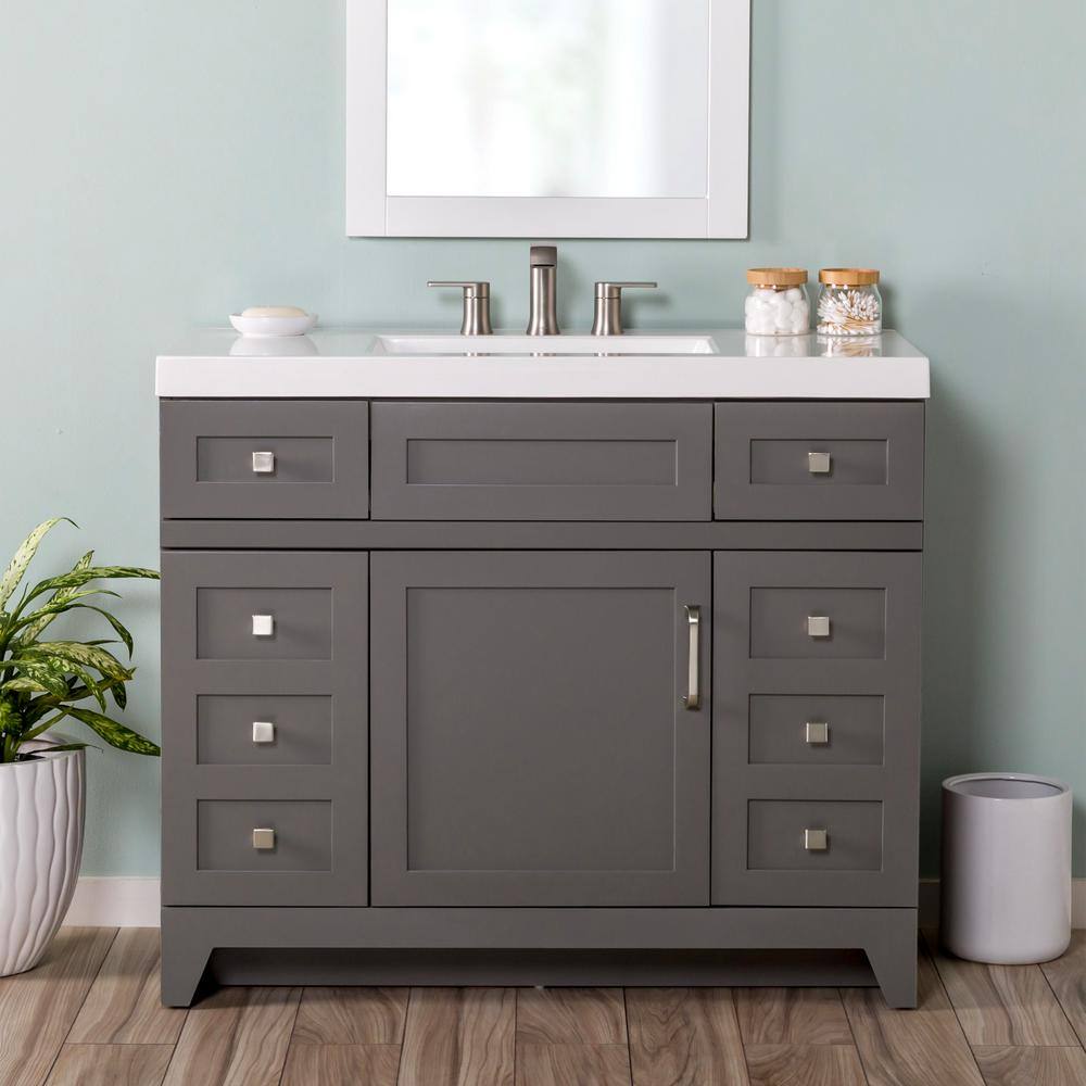 Home Decorators Collection Rosedale 42 in. W x 18.75 in. D Bath Vanity in Taupe Gray with Cultured Marble Vanity Top in White with White Sink RD42P2-TG