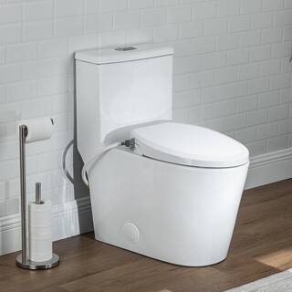 Casta Diva Elongated Bidet Toilet Combo Dual Flush 0.91.28 GPF in White with Non-Electric Bidet Seat CD-BT04