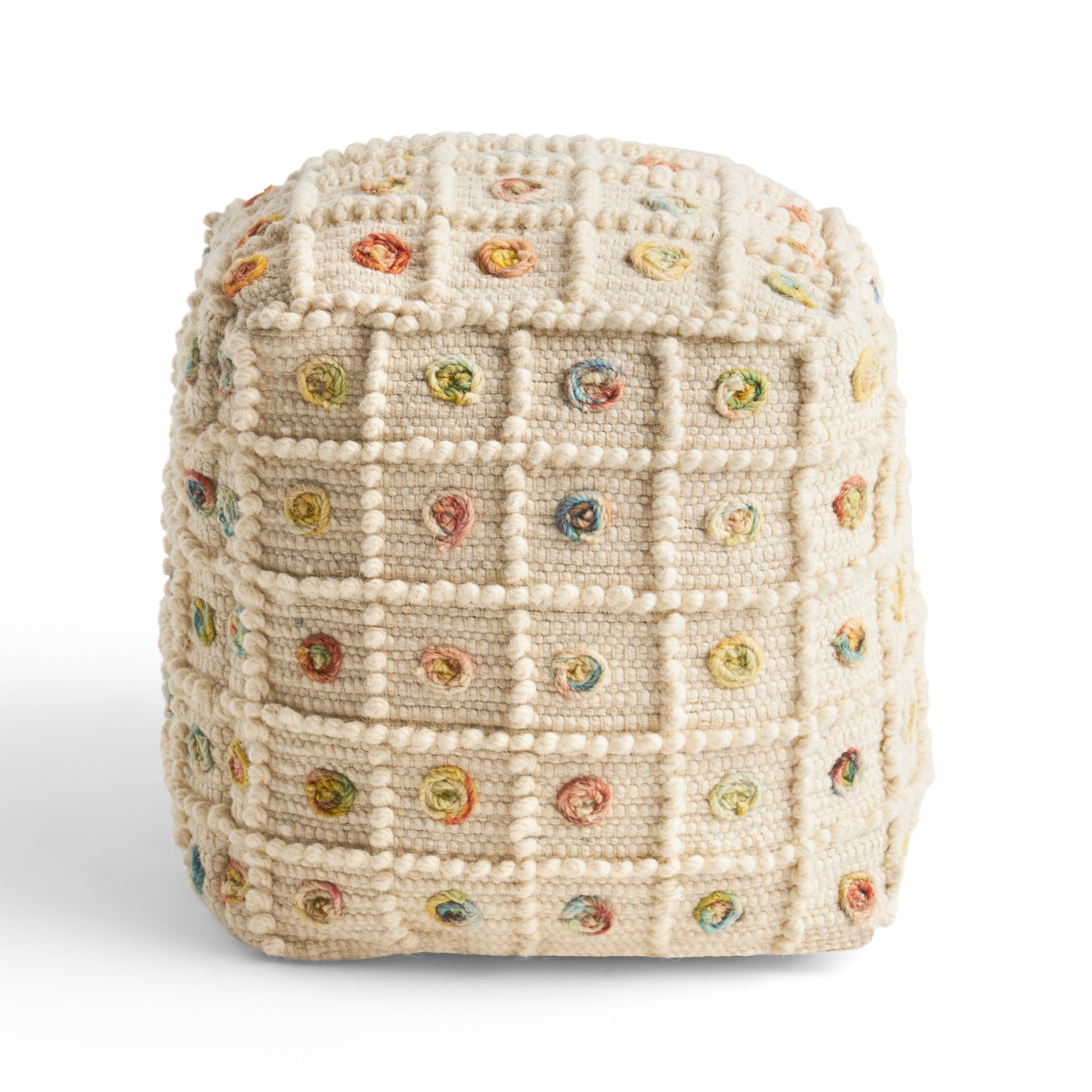 Jaceyon Boho Wool and Cotton Ottoman Pouf