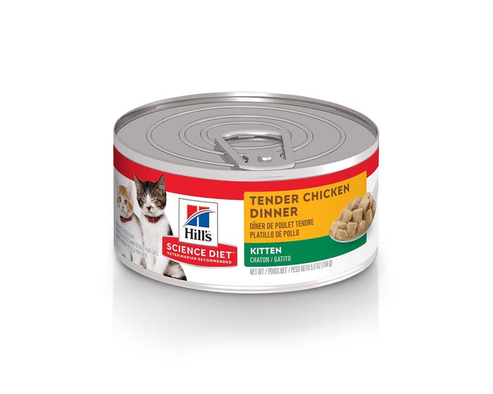 Hills® Science Diet® Kitten Tender Chicken Dinner Chunks and Gravy Canned Cat Food， 5.5 oz. Can