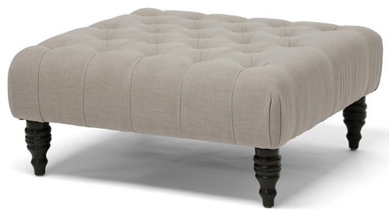 Keswick Ottoman in Beige   Traditional   Footstools And Ottomans   by Homesquare  Houzz