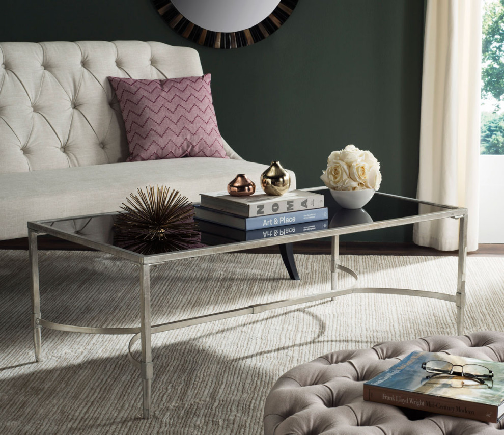 Caleb Coffee Table Silver/ Tempered Glass Top   Modern   Coffee Tables   by Virgil Stanis Design  Houzz