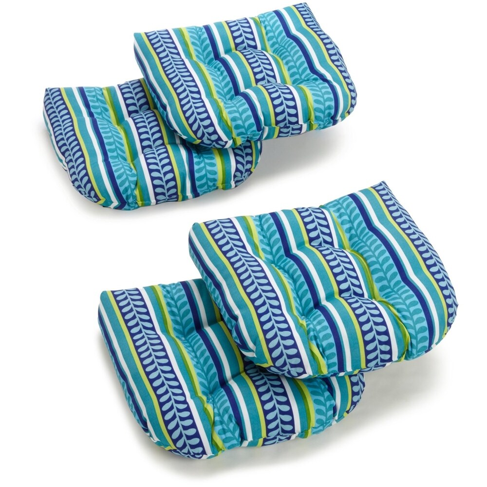 19 inch Rounded Back Tufted Indoor/Outdoor Chair Cushions (Set of 4)   19\