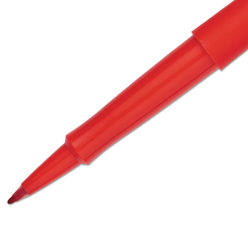 Paper Mate Point Guard Flair Stick Porous Point Pen， Medium 0.7mm， Red Ink/Barrel， Dozen (8420152)