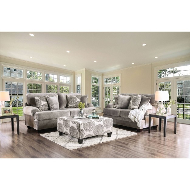 3pc Mauricio Microfiber Loveseat And Sofa Set With Accent Chair Set Gray pattern Furniture Of America