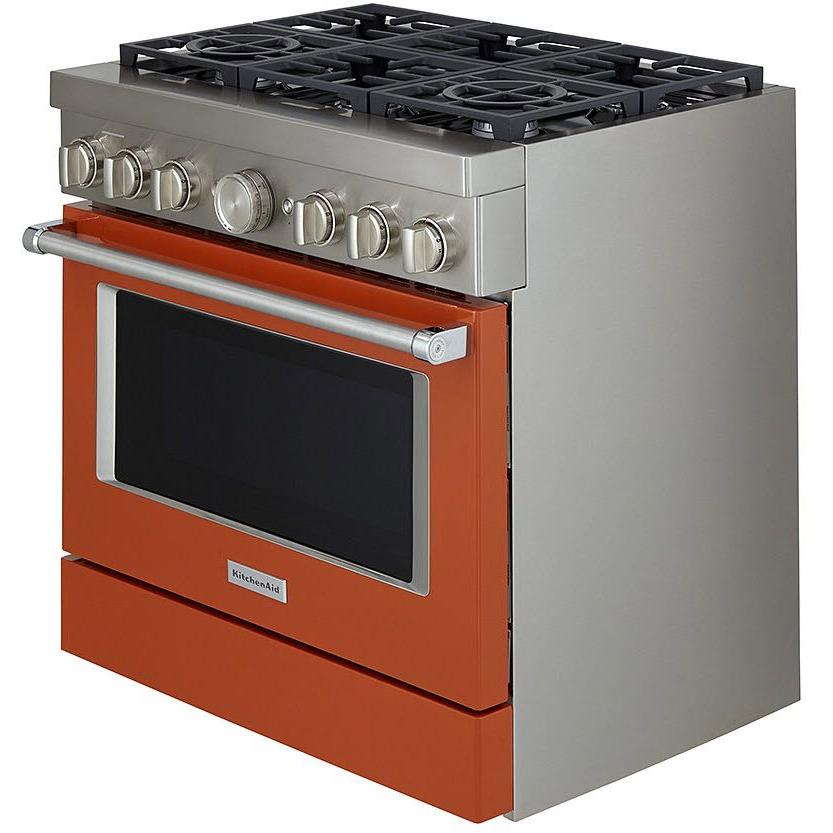 KitchenAid 36-inch Freestanding Gas Range with Even-Heat? True Convection KFGC506JSC