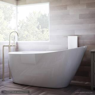 PELHAM  WHITE W-I-D-E Series Wakefield 60 in. Acrylic Slipper Freestanding Tub in White Drain in white PW82084-W