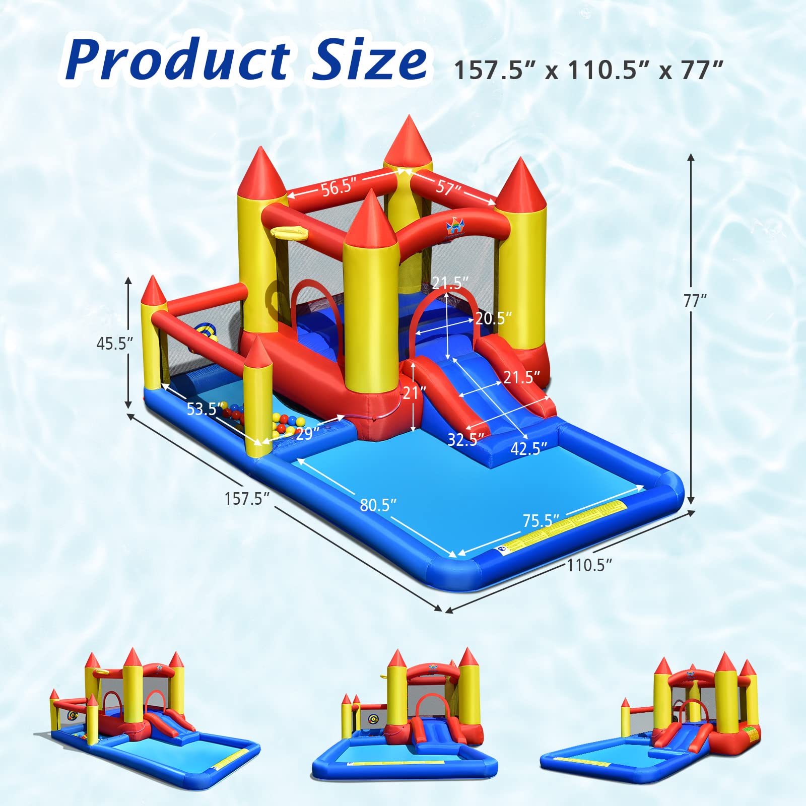 Costzon Inflatable Water Slide, 6 in 1 Kids Giant Water Park Bouncer Castle Combo