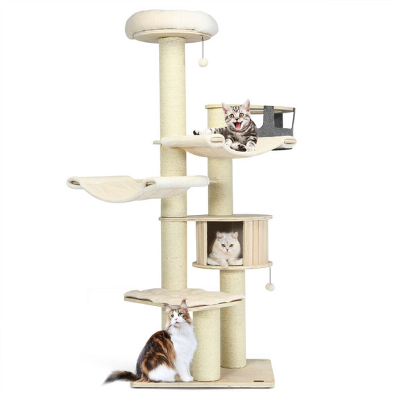 Costway 17450629 77.5 Inch Cat Tree Condo Multi Le...