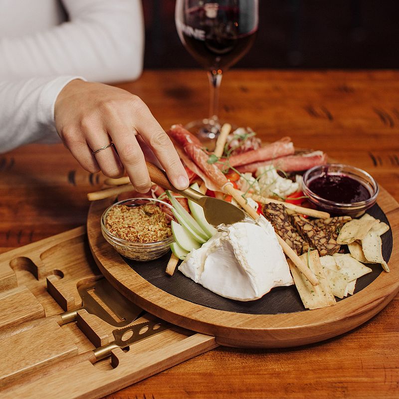 Toscana Insignia Acacia and Slate Serving Board with Cheese Tools