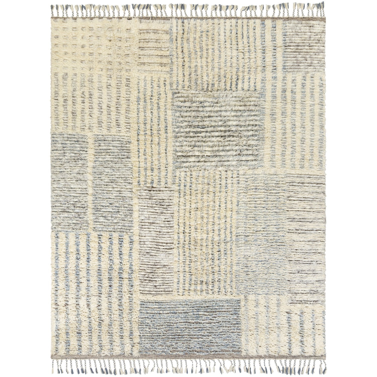 Sahara Hand Knotted Rug in Cream, Taupe, Medium Gray, Dark Brown, Denim