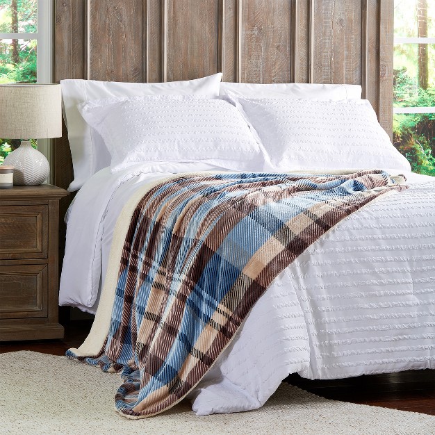 Blanket Throw Oversized Plush Woven Polyester Fleece Plaid Throw Breathable By Hastings Home horizon