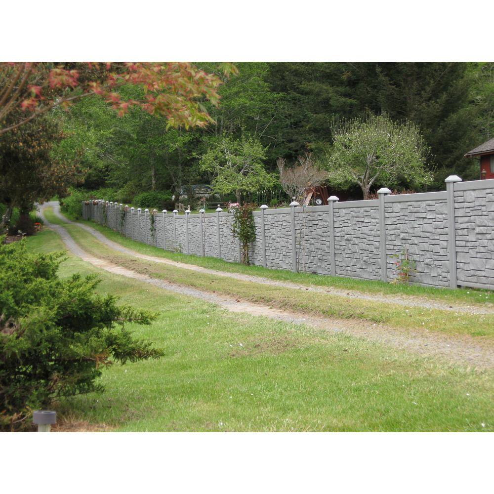 SimTek 5 in. x 5 in. x 8-12 ft. Gray Composite Fence End Post EP102GRY