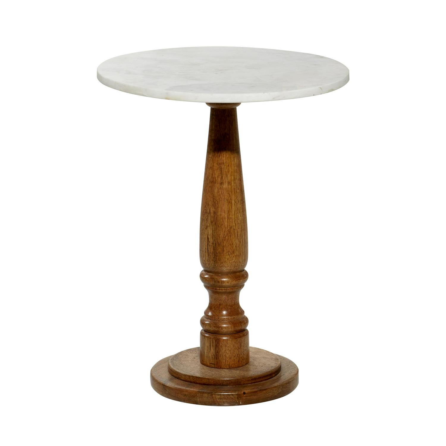 DecMode 23 x 18 White Wood Farmhouse Accent Table