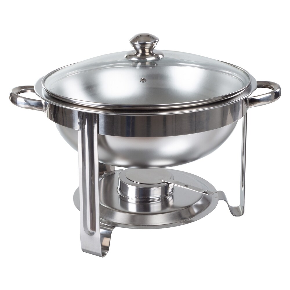 Round 5 QT Chafing Dish Buffet Set �C Includes Water Pan  Food Pan  Fuel Holder  Cover  and Stand by Great Northern Party