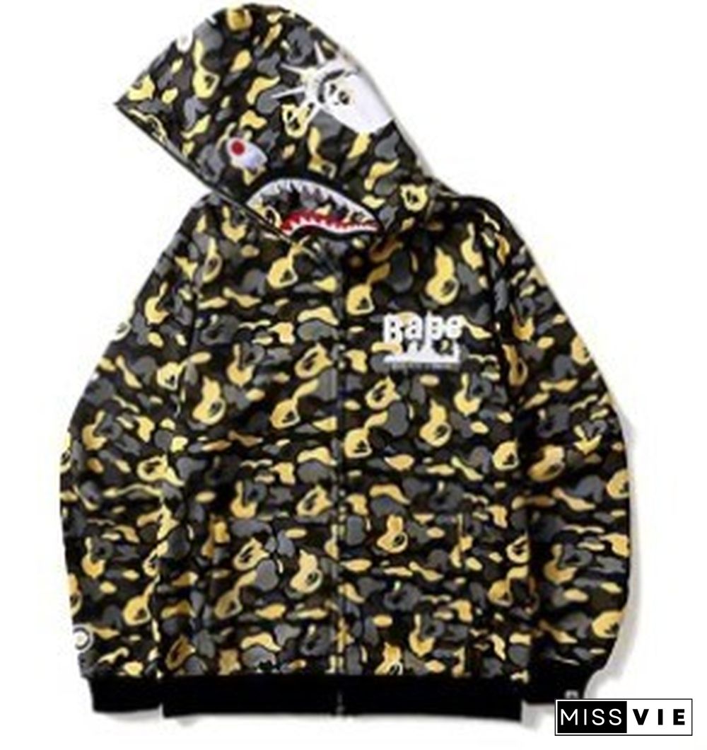 Fashion Shark Head Print Sweatshirt Hooded Jacket