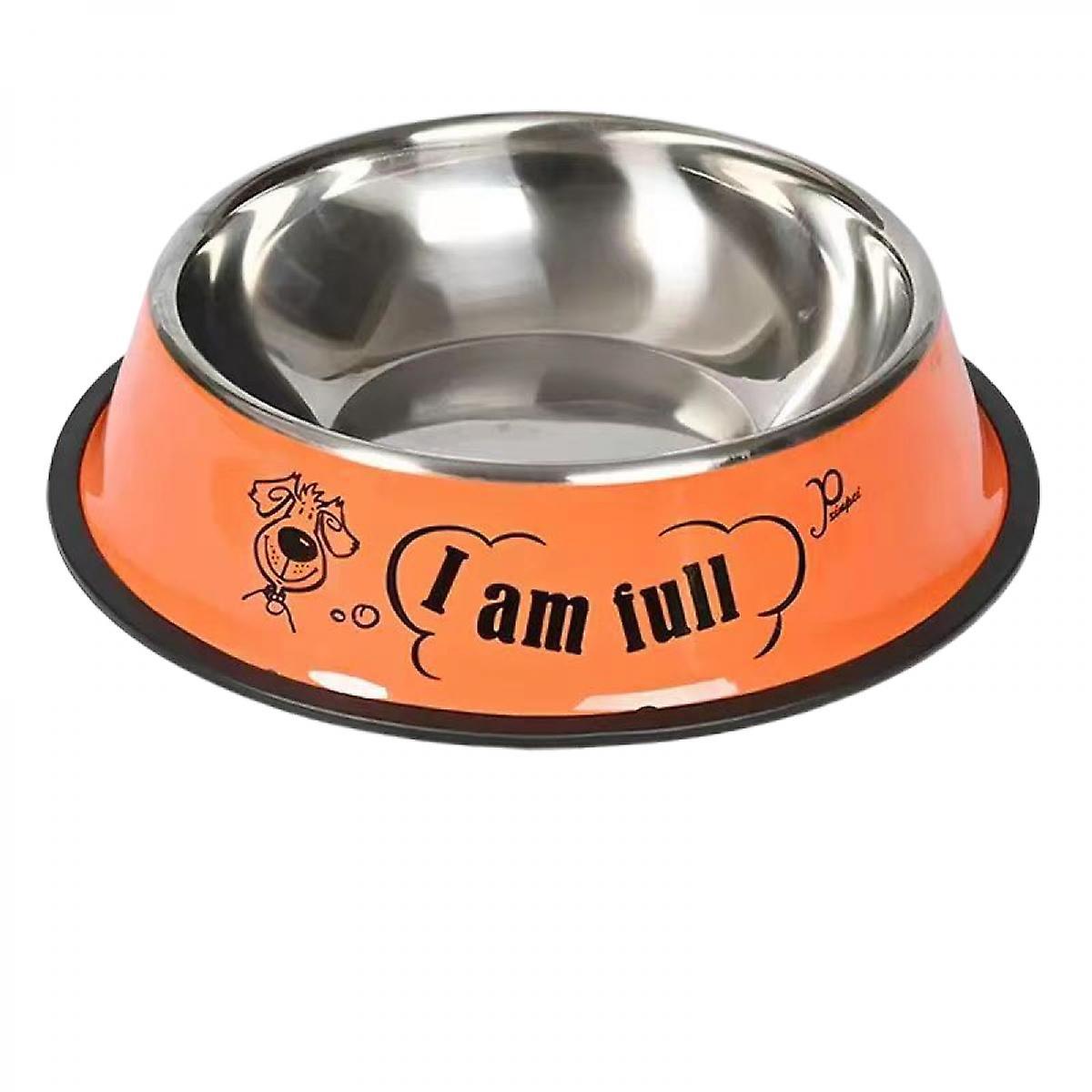 Steel Dog Bowls，cat Bowl Water And Food With Rubber Base For Dogs， Cats， Puppy Rabbit And Kitten 180g Capacity (orange)