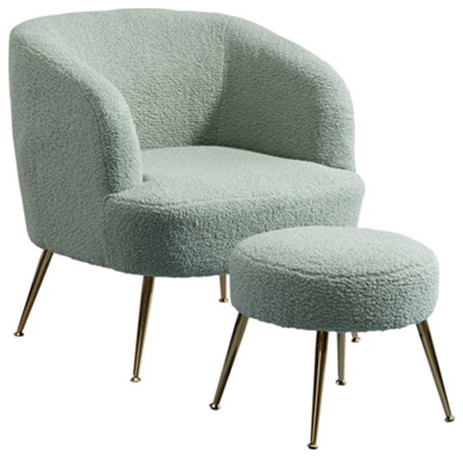 28.75  x27 x27Wide Modern Wool Accent Armchair With Ottoman  ampGold Leg Light Gray   Midcentury   Armchairs And Accent Chairs   by Homesquare  Houzz