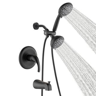 PROOX Single Handle 7-Spray High Pressure Tub and Shower Faucet with Handheld Shower Head in Matte Black (Valve Included) PRAM527MB