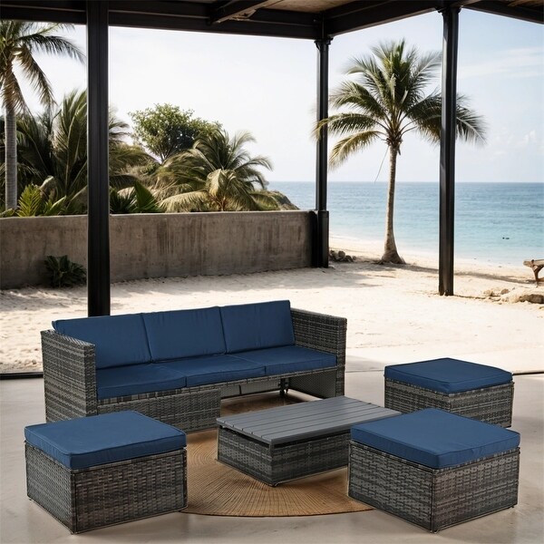 5 Set Wicker Furniture，Patio Furniture，Seasonal PE Wicker Furniture