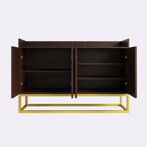 4-Door Storage Cabinet with Square Metal Legs