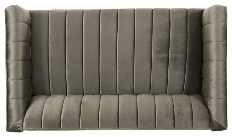 Judson Channel Stitch Velvet Settee   Transitional   Loveseats   by GDFStudio  Houzz