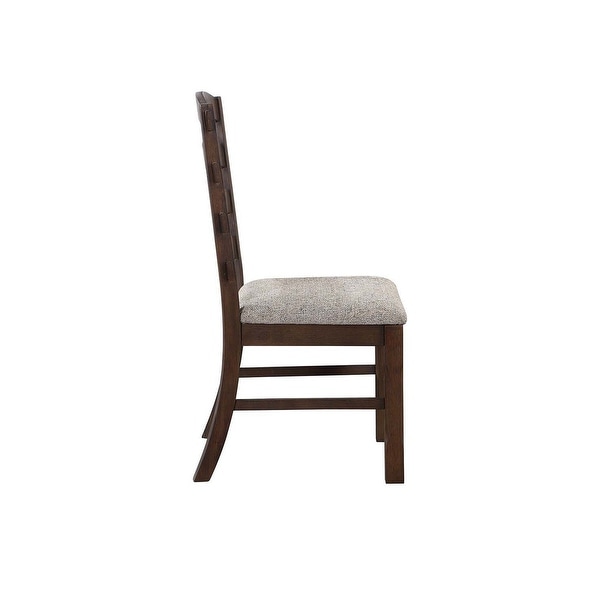 19 Inch Solid Wood Dining Chair， Curved Ladderback， Set of 2， Brown