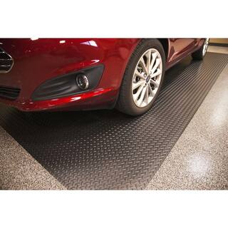 HDX 7.5 ft. W x 14 ft. L Midnight Black Diamond Plate Commercial Vinyl PVC Garage Flooring HX45DT714MBRET