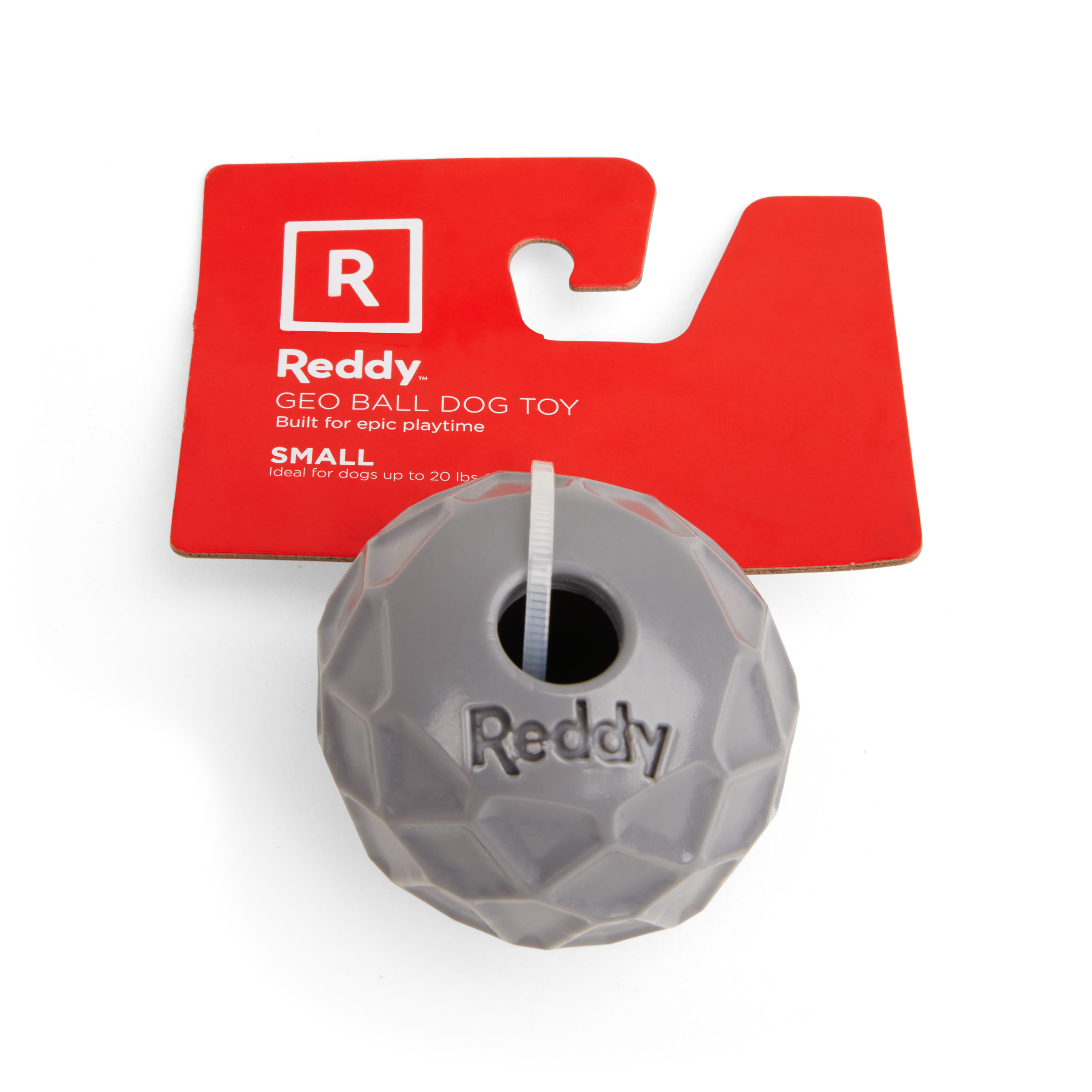 Reddy Grey Geo Ball Dog Toy， Small