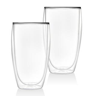 Godinger Double Wall 16 oz. Crystal Coffee Glass pair 18125